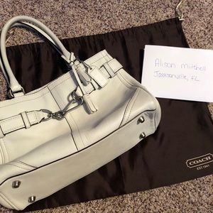 Coach white leather purse